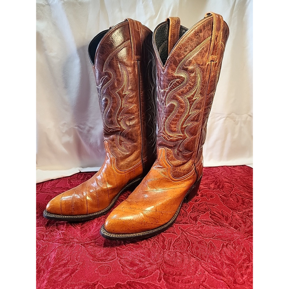 Vintage Durango Eel Skin Leather Western Cowgirl Boots Size 6B - Picture 1 of 12